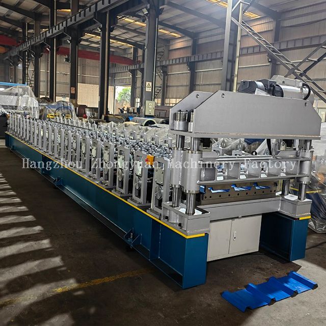 Roof and wall panel roll forming machine with electric cutting