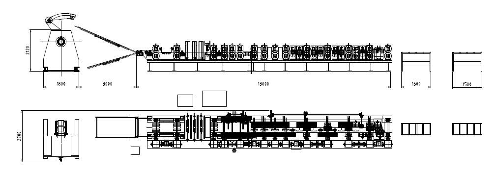 Layout drawing of CZ changeable Purlin Forming Machine